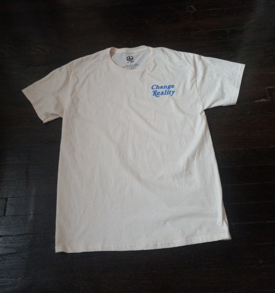 Of Mind Mens Shirt Color Beige Size Large Change Reality We Can Change Our.... - Picture 1 of 6